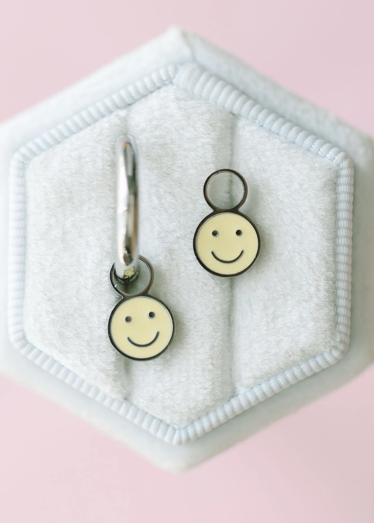 Silver Yellow Smiley Charms